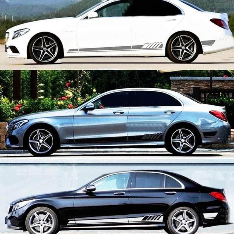 2pcs Car Side Stripe Stickers Racing Auto Body Styling Sport Decal - 3