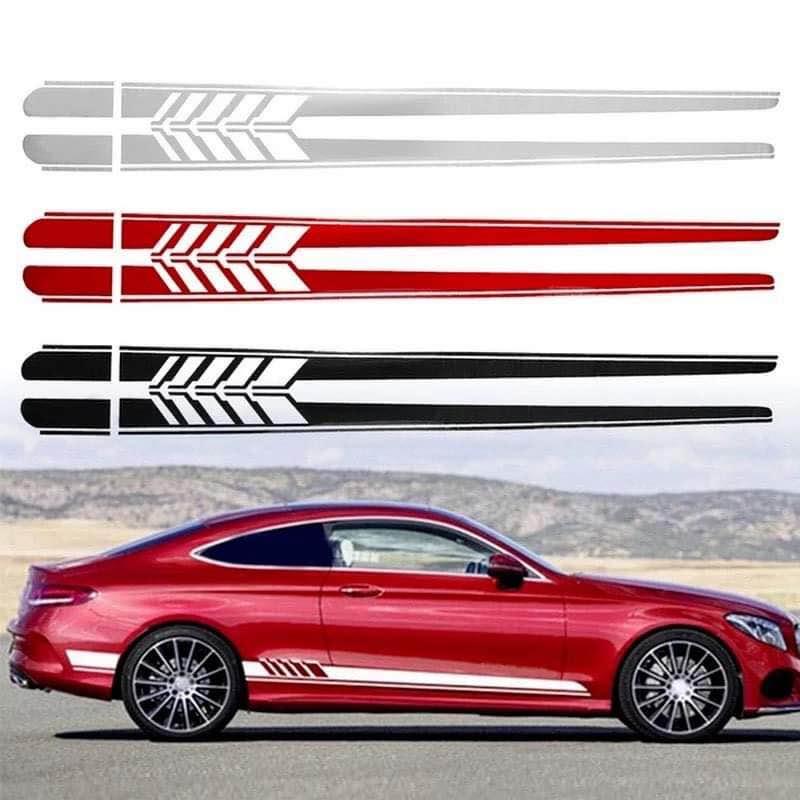 2pcs Car Side Stripe Stickers Racing Auto Body Styling Sport Decal - 4