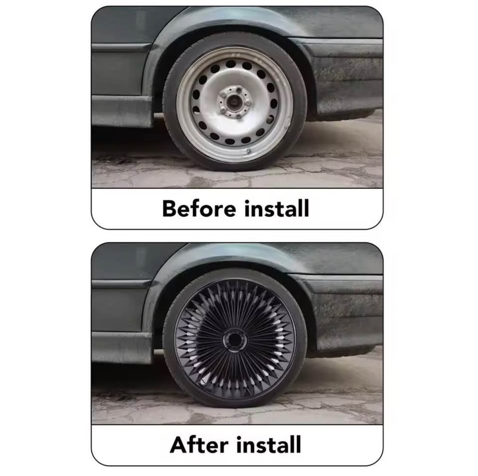 4pcs Universal Iron Steel Wheel Cover R15 Car Accessories Replacement Wheel Case - 7