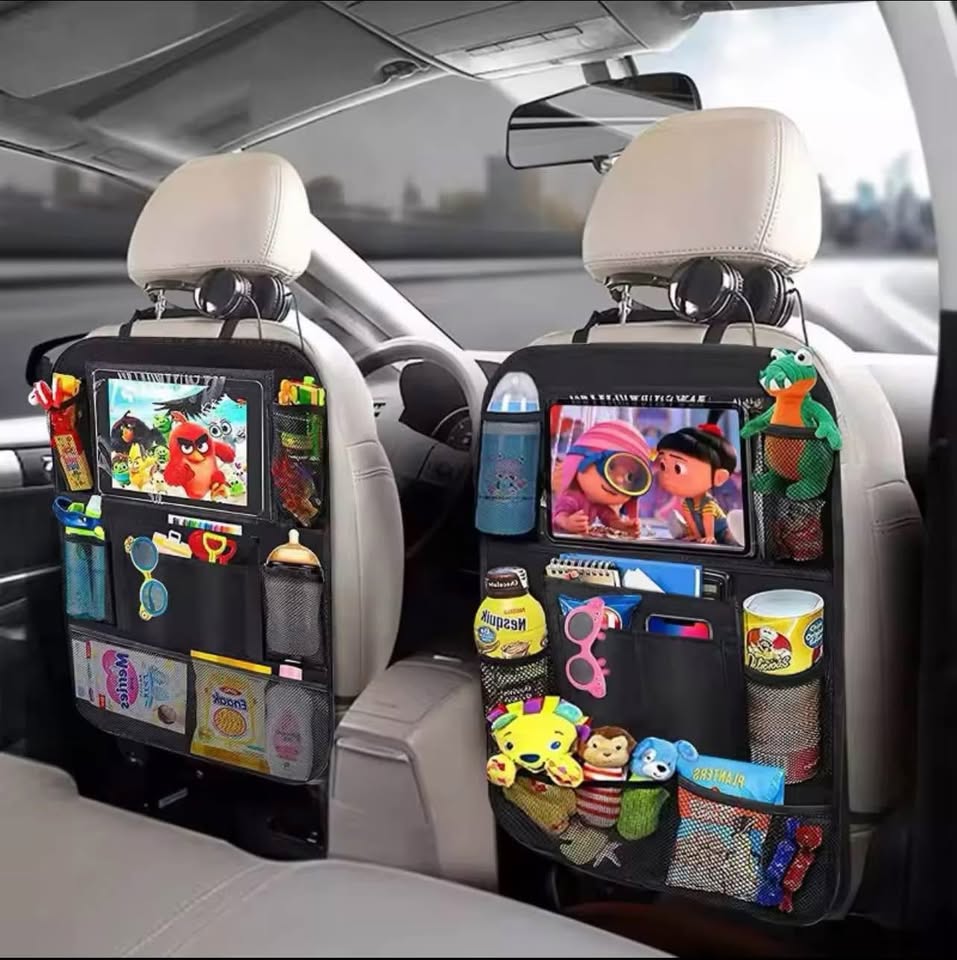 Car Backseat Organizer with Touch Screen Tablet Holder Auto Storage Pockets - 2