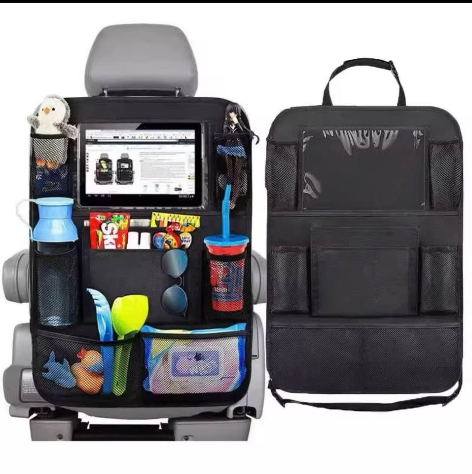 Car Backseat Organizer with Touch Screen Tablet Holder Auto Storage Pockets - 4