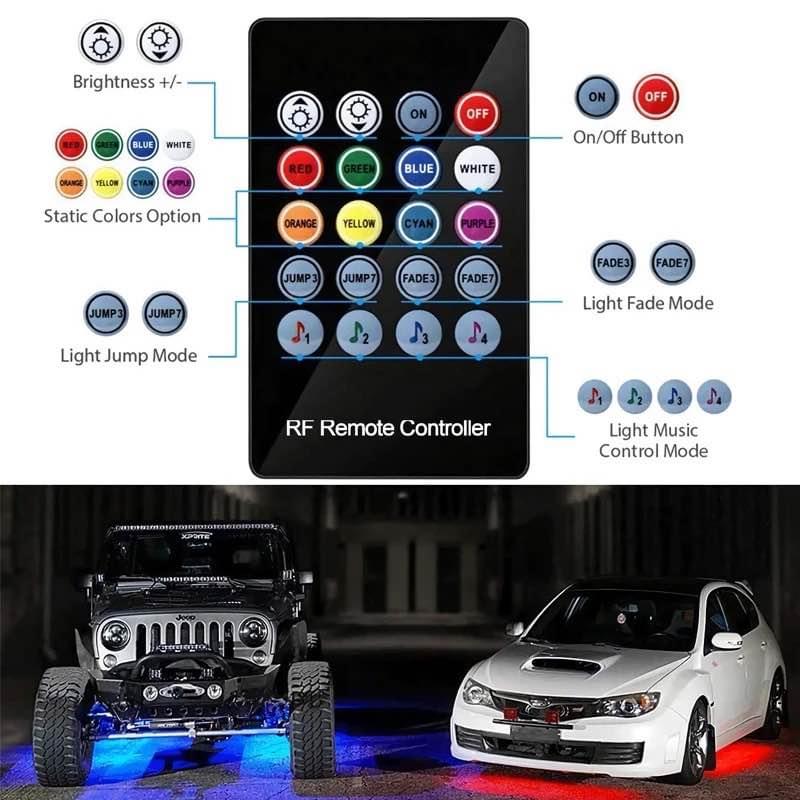 Car Flexible Underbody Strip Lights LED Underglow Remote APP Control RGB Neon Decorative Ambient Atm - 3