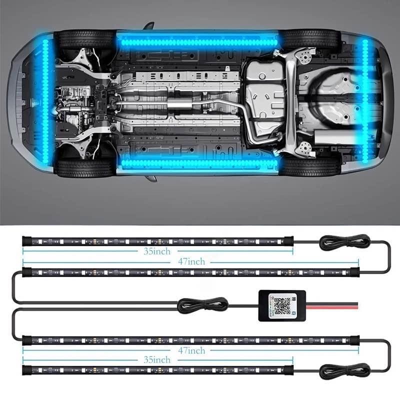 Car Flexible Underbody Strip Lights LED Underglow Remote APP Control RGB Neon Decorative Ambient Atm - 4