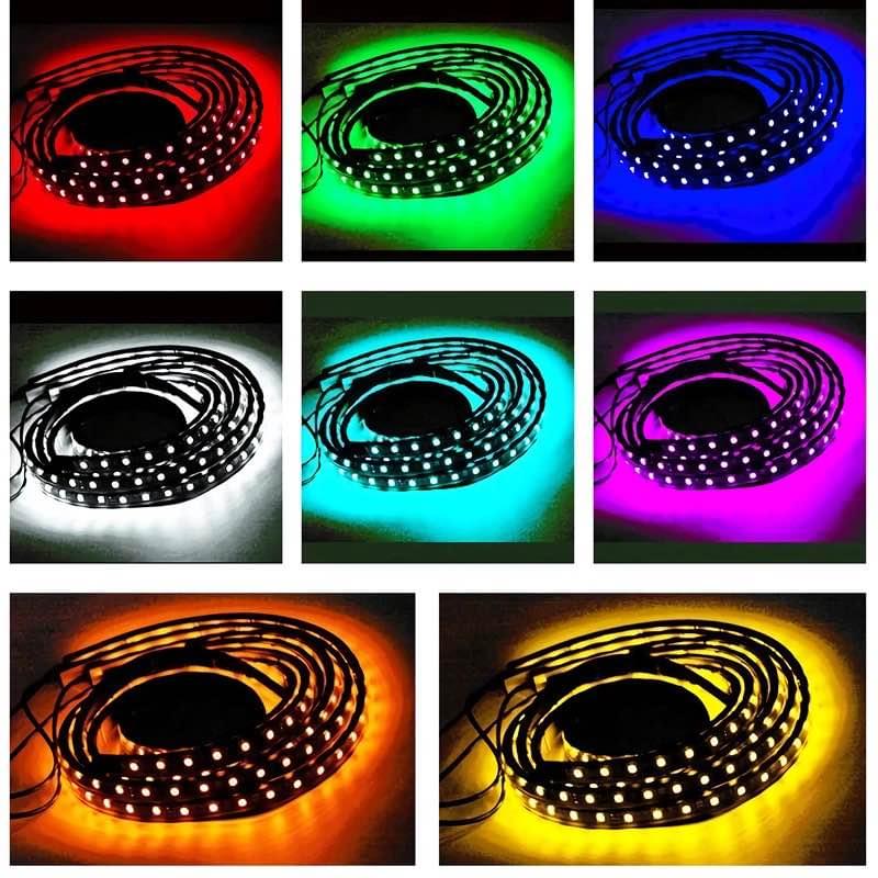 Car Flexible Underbody Strip Lights LED Underglow Remote APP Control RGB Neon Decorative Ambient Atm - 5