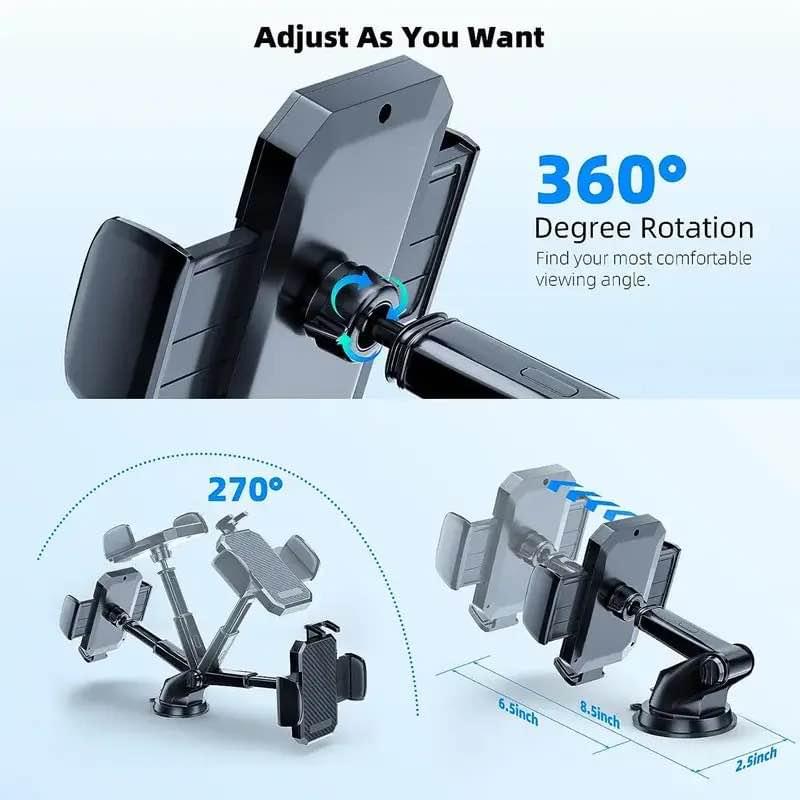 Car Phone Mount Long Arm Suction Cup Sucker Car Phone Holder Stand - 3