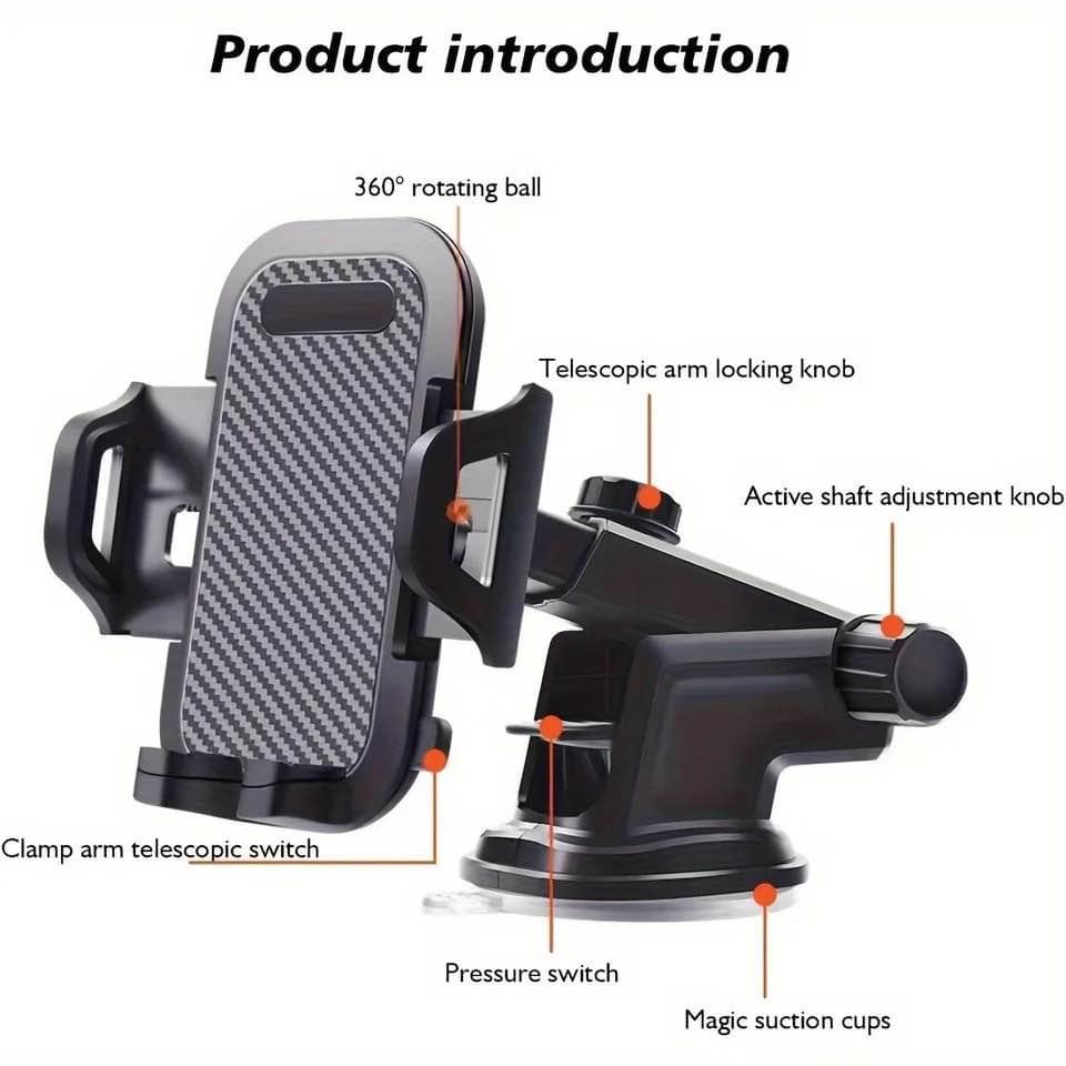 Car Phone Mount Long Arm Suction Cup Sucker Car Phone Holder Stand - 5