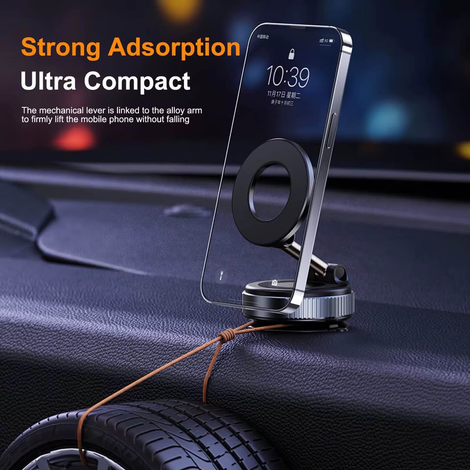 Vacuum Magnetic Car Phone Mount Strong Cup Car Foldable Phone Holder Retractable Navigation Stand - 7